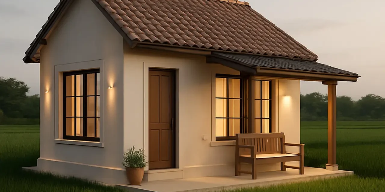 Hunian Minimalis Di Desa Dengan Pergola Alami Estetika